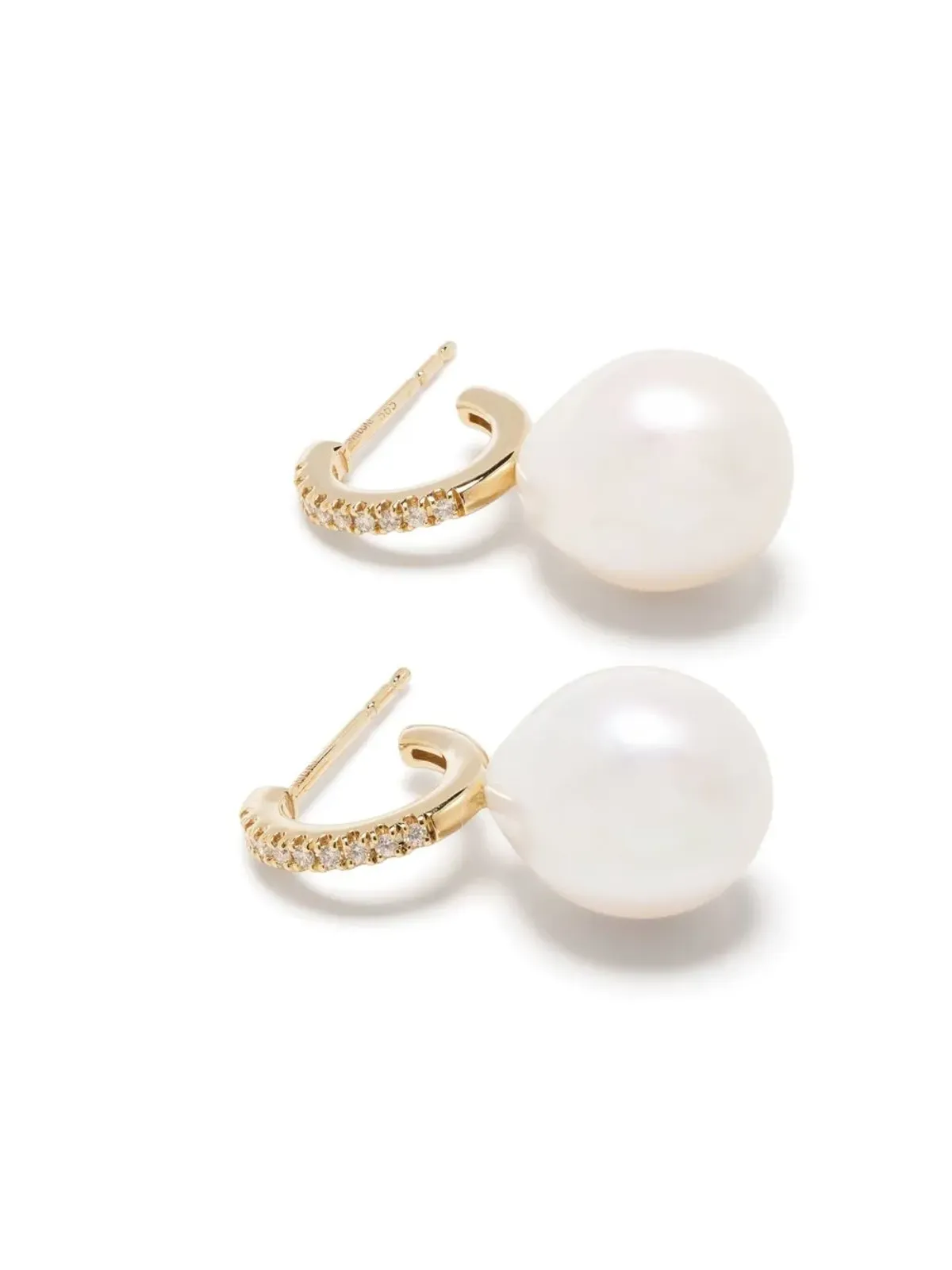Mizuki 14K イエローゴールド パール＆ダイヤモンド イヤリング - 画像3