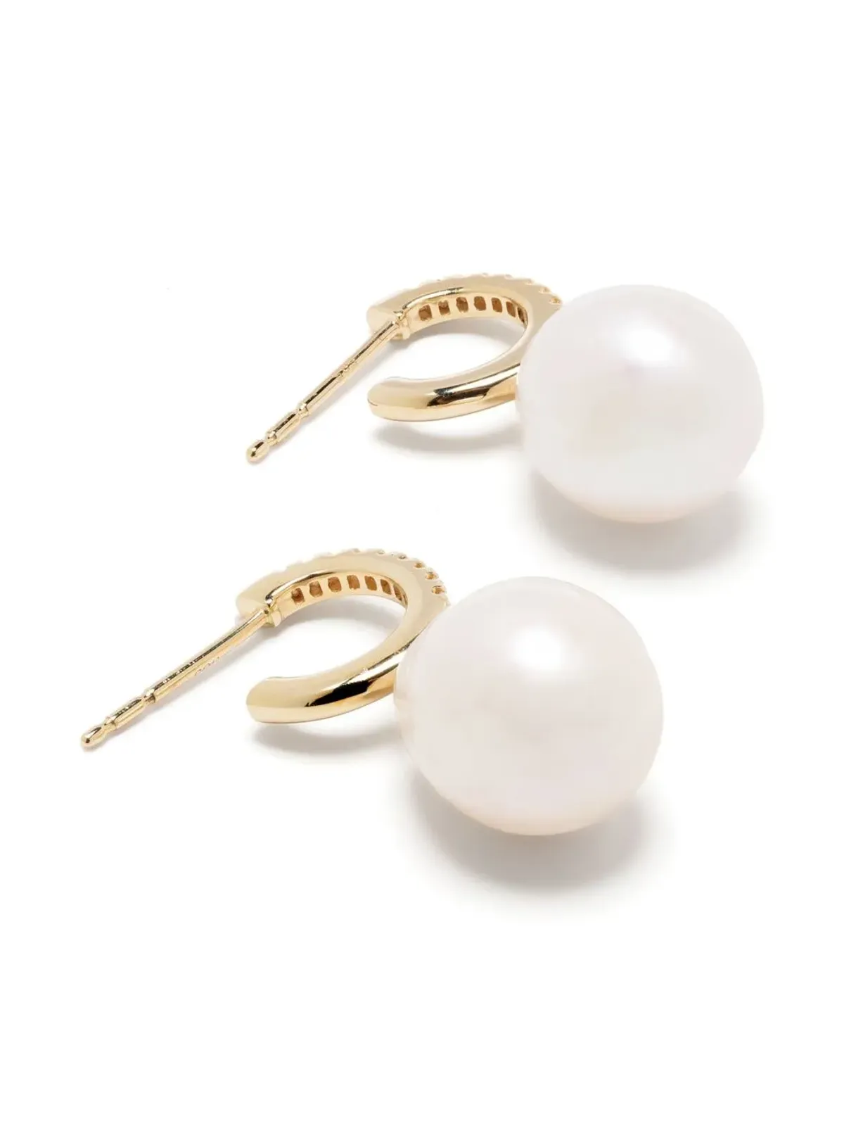Mizuki 14K イエローゴールド パール＆ダイヤモンド イヤリング - 画像4
