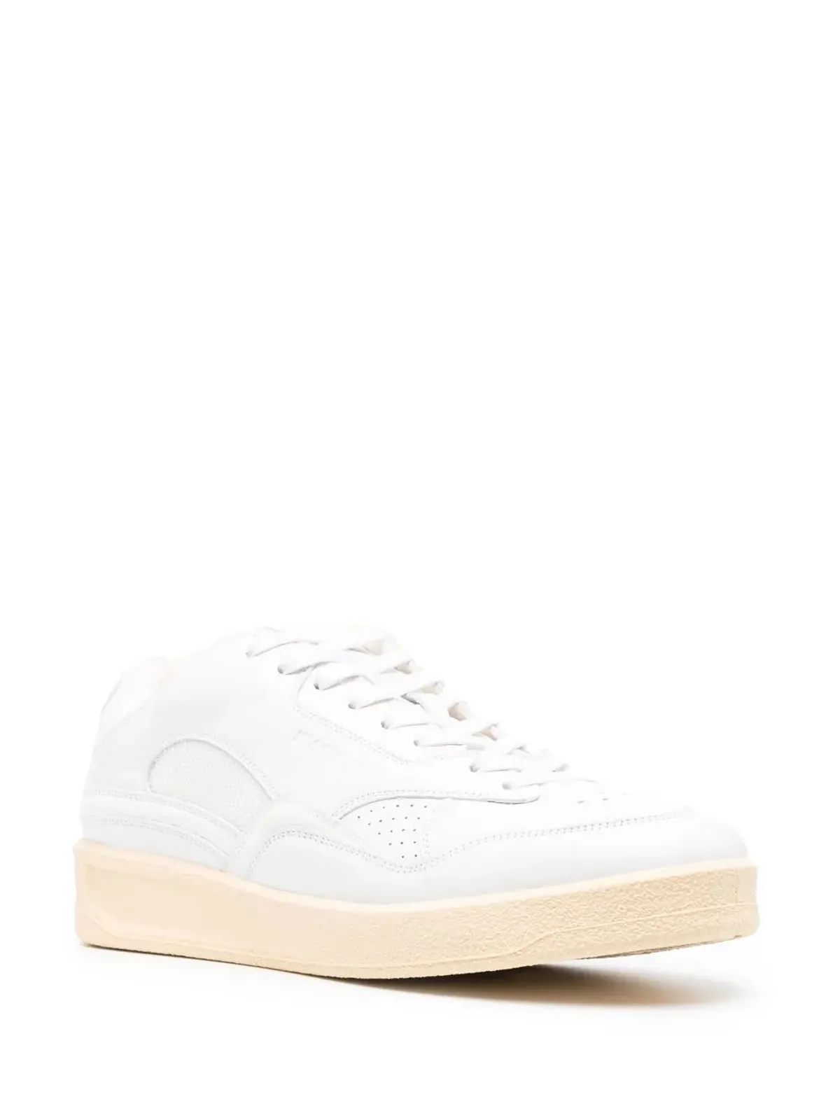 Jil Sander パネルド ロー・トップ レザー スニーカー - 画像2