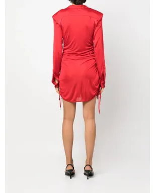 ANDREĀDAMO Vネック・ギャザー入りドレス - サムネイル4