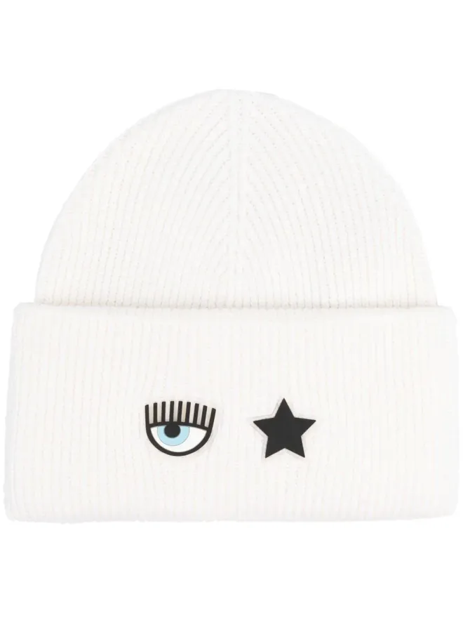 Chiara Ferragni Chiara Ferragni アイモチーフリブ編みビーニーの商品画像