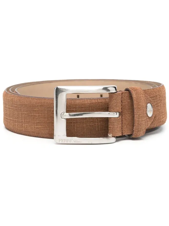 Gianfranco Ferré Pre-Owned Gianfranco Ferré Pre-Owned スクエアバックル ツイード ベルト - Brownの商品画像