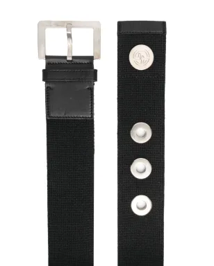 Giorgio Armani Pre-Owned 2000年代スクエアバックル コットンベルト - ブラック - サムネイル2