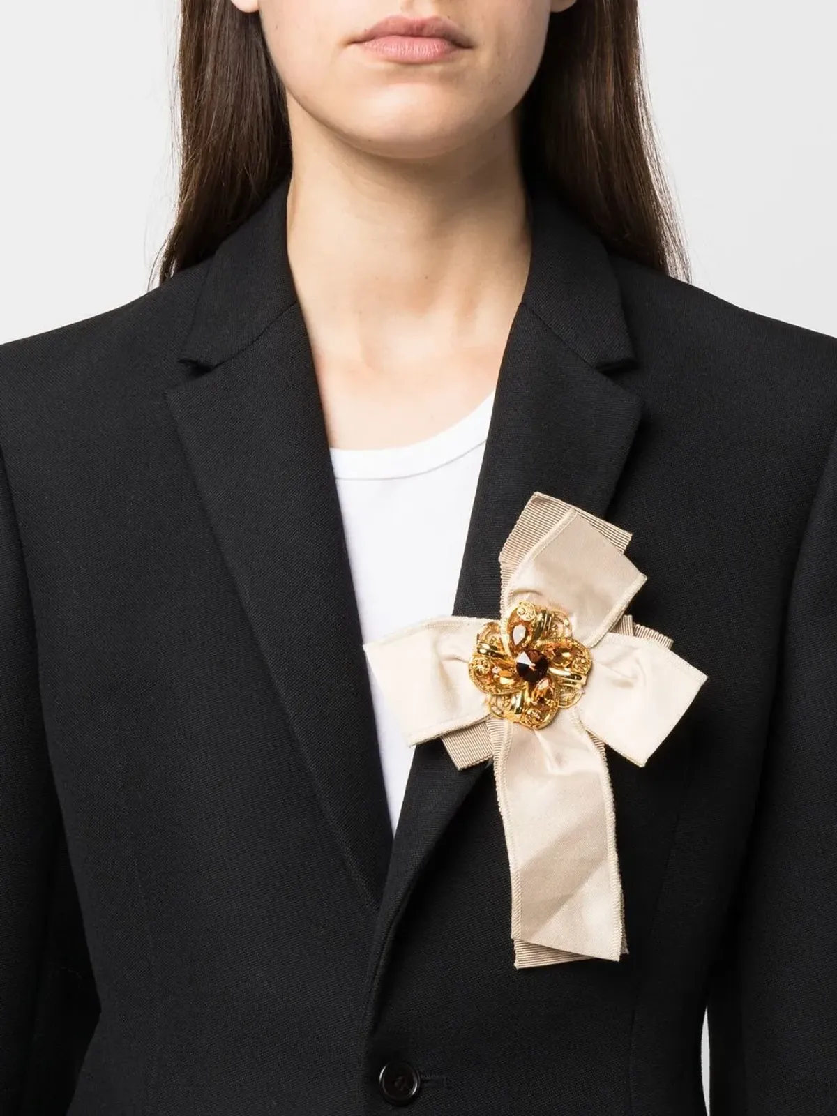 Dolce & Gabbana ボックスブローチ（ラインストーン付き／ゴールド） - 画像2