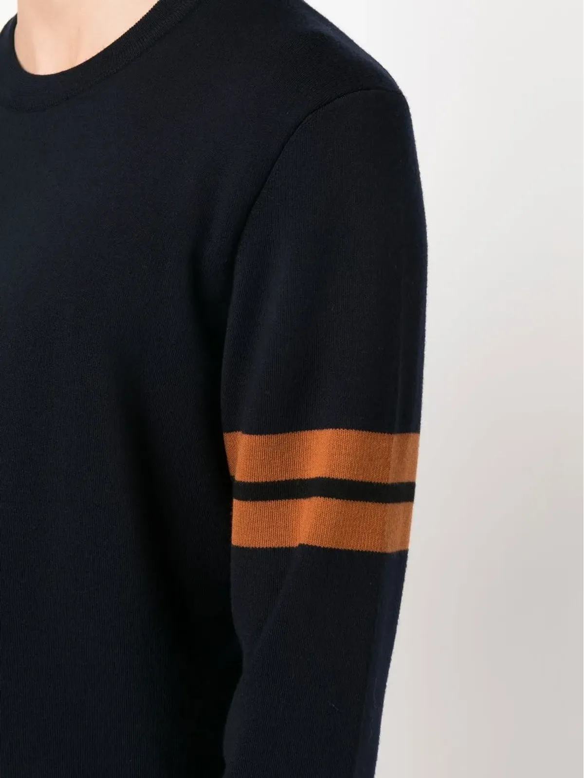 Zegna ストライプディテール クルーネック ウール ジャンパー - 画像5