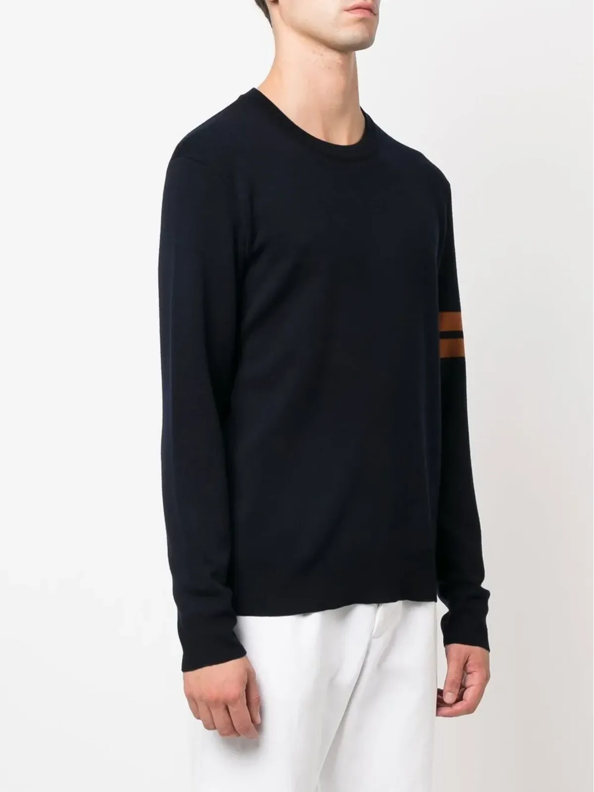 Zegna ストライプディテール クルーネック ウール ジャンパー - 画像3