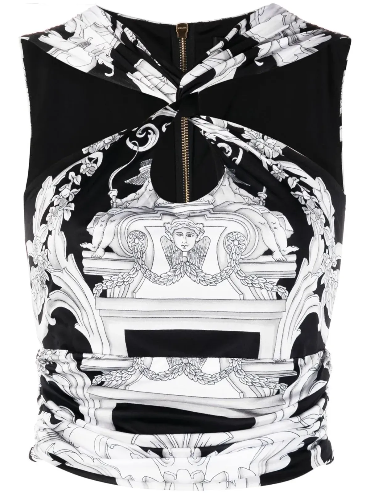 Versace シルバー バロック クロップドトップ ブラック - 画像1
