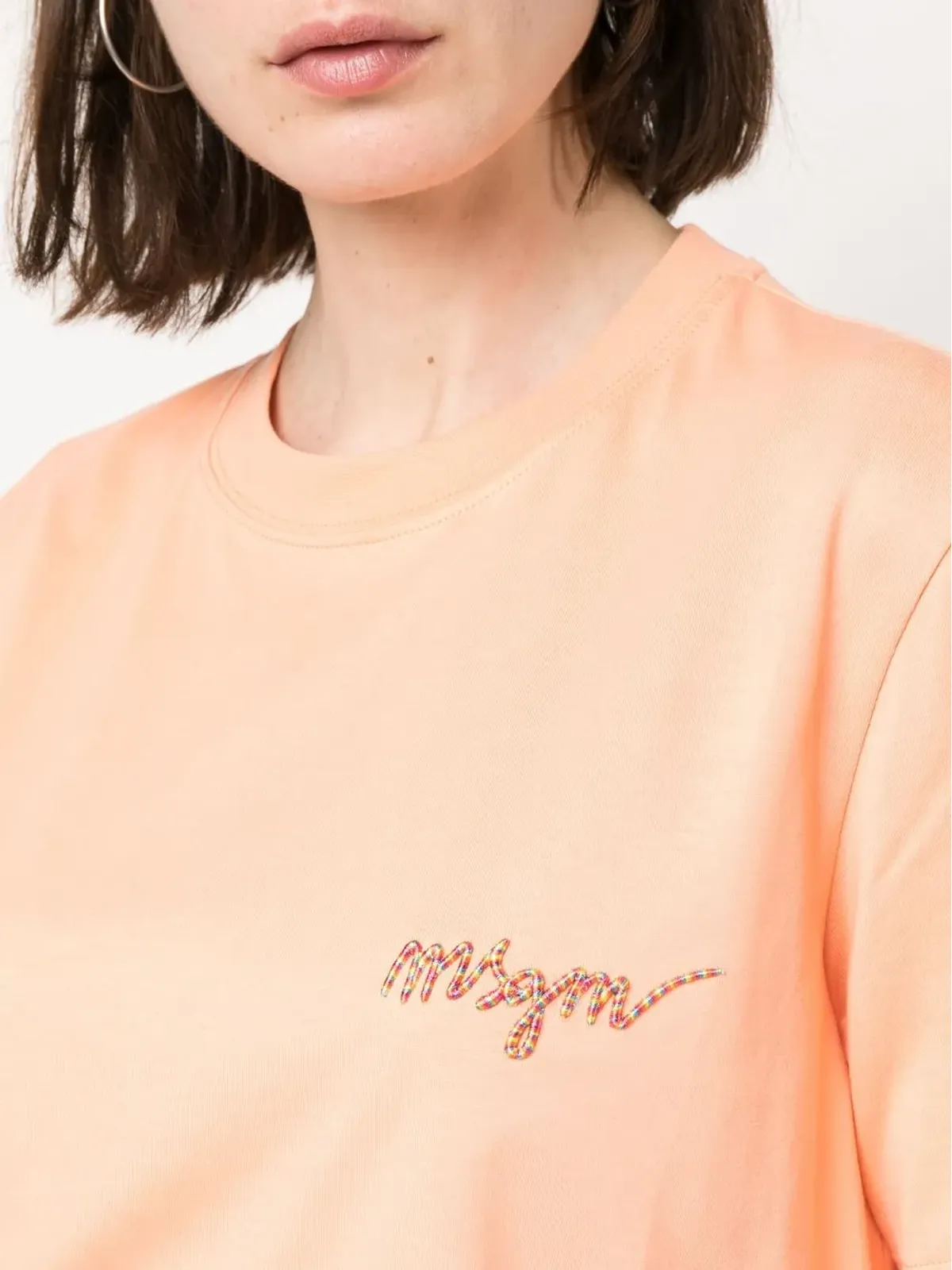 MSGM ロゴ刺繍入りコットンTシャツ - 画像5