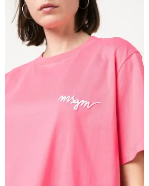 MSGM ロゴ刺繍ショートスリーブTシャツ ピンク - サムネイル5
