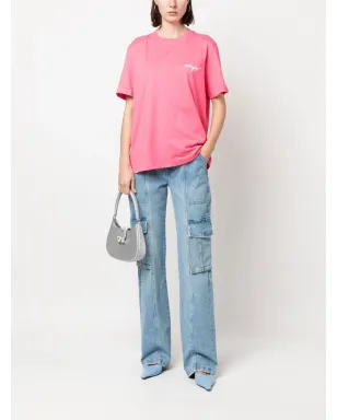 MSGM ロゴ刺繍ショートスリーブTシャツ ピンク - サムネイル2