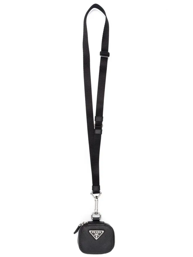 Prada Prada ロゴプレート サフィアーノ ネックウォレット - ブラックの商品画像