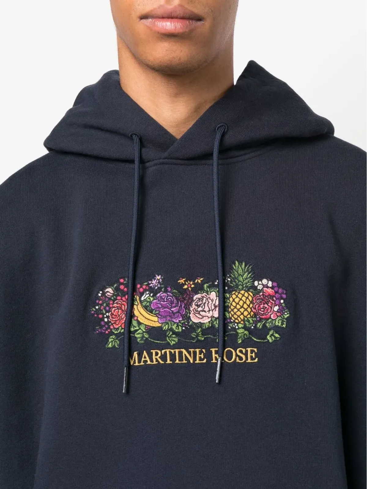Martine Rose ロゴ刺繍ドロウストリングフーディー（ブルー） - 画像5