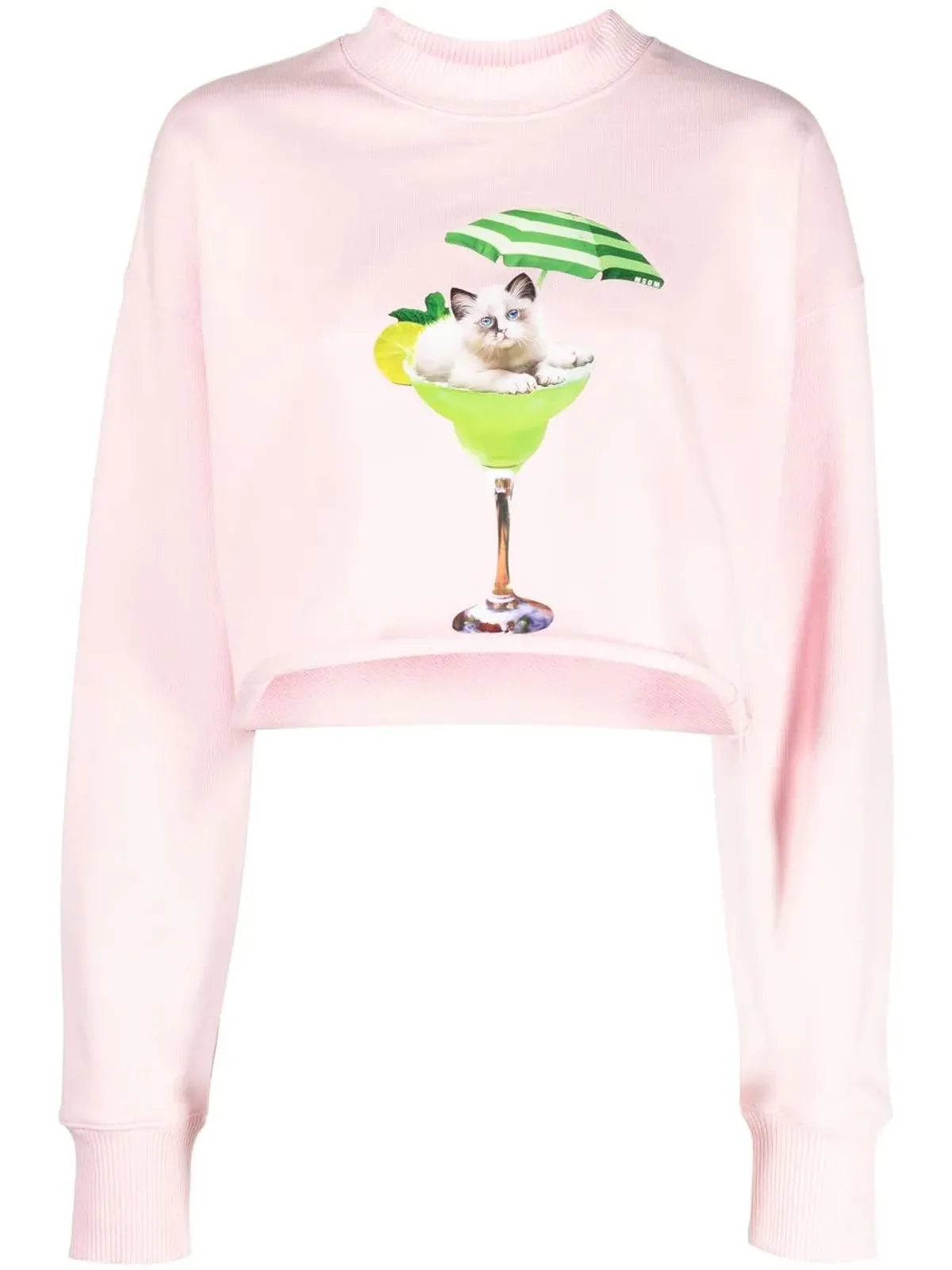MSGM グラフィックプリント クロップドスウェットシャツ - ピンク - 画像1