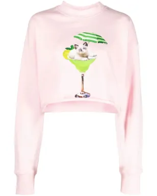 MSGM グラフィックプリント クロップドスウェットシャツ - ピンク - サムネイル1