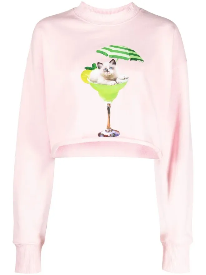 MSGM MSGM グラフィックプリント クロップドスウェットシャツ - ピンクの商品画像