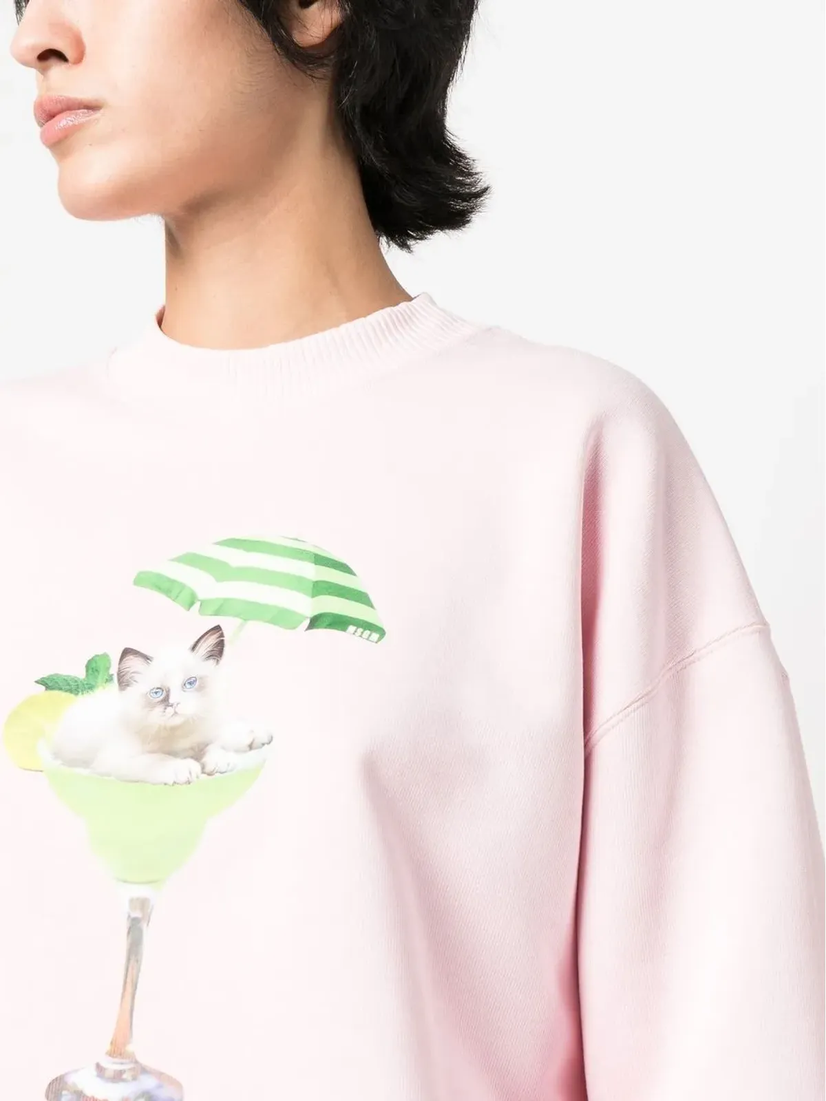MSGM グラフィックプリント クロップドスウェットシャツ - ピンク - 画像5