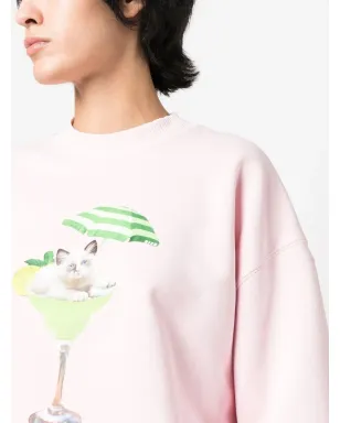 MSGM グラフィックプリント クロップドスウェットシャツ - ピンク - サムネイル5