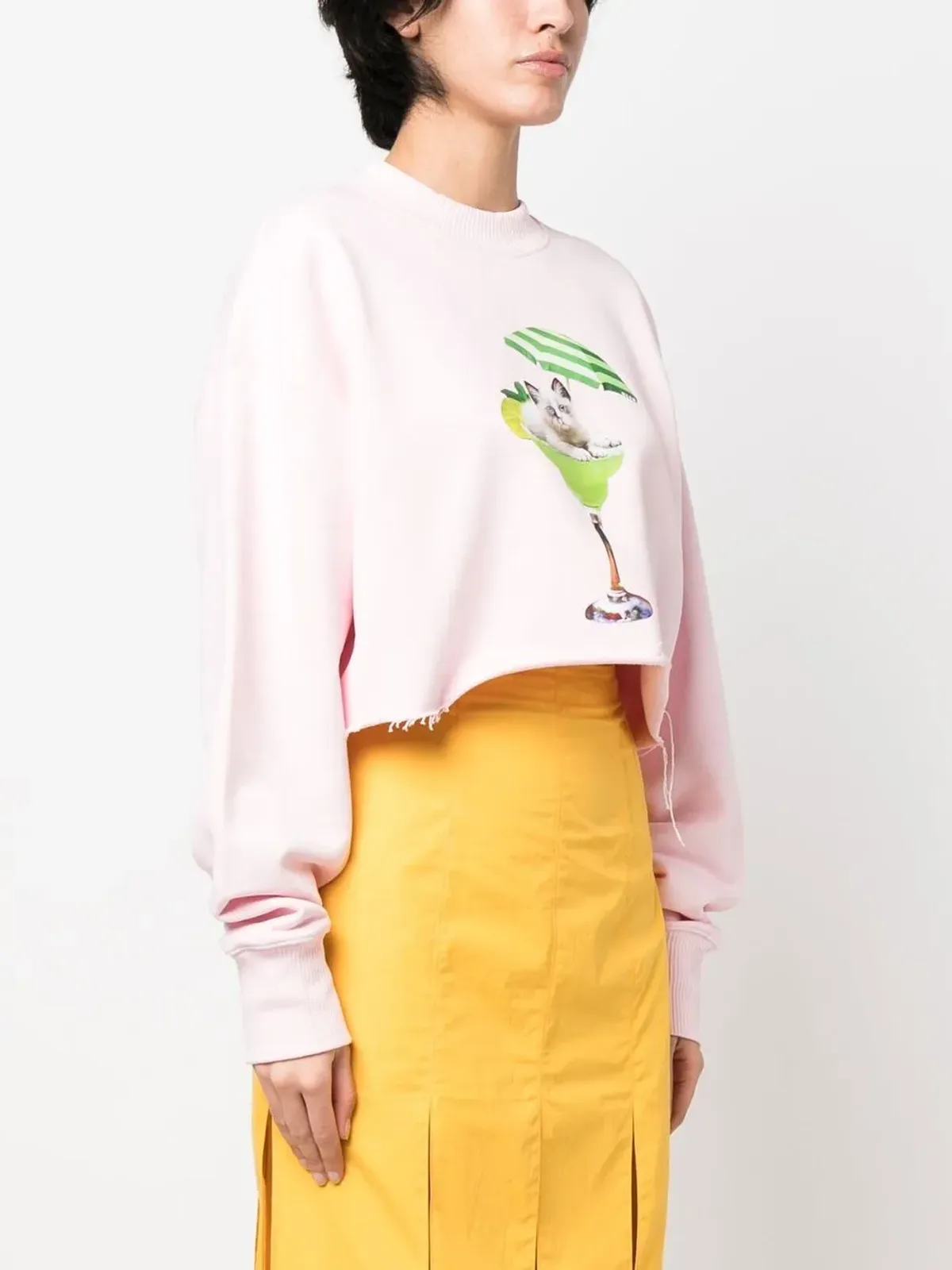 MSGM グラフィックプリント クロップドスウェットシャツ - ピンク - 画像3