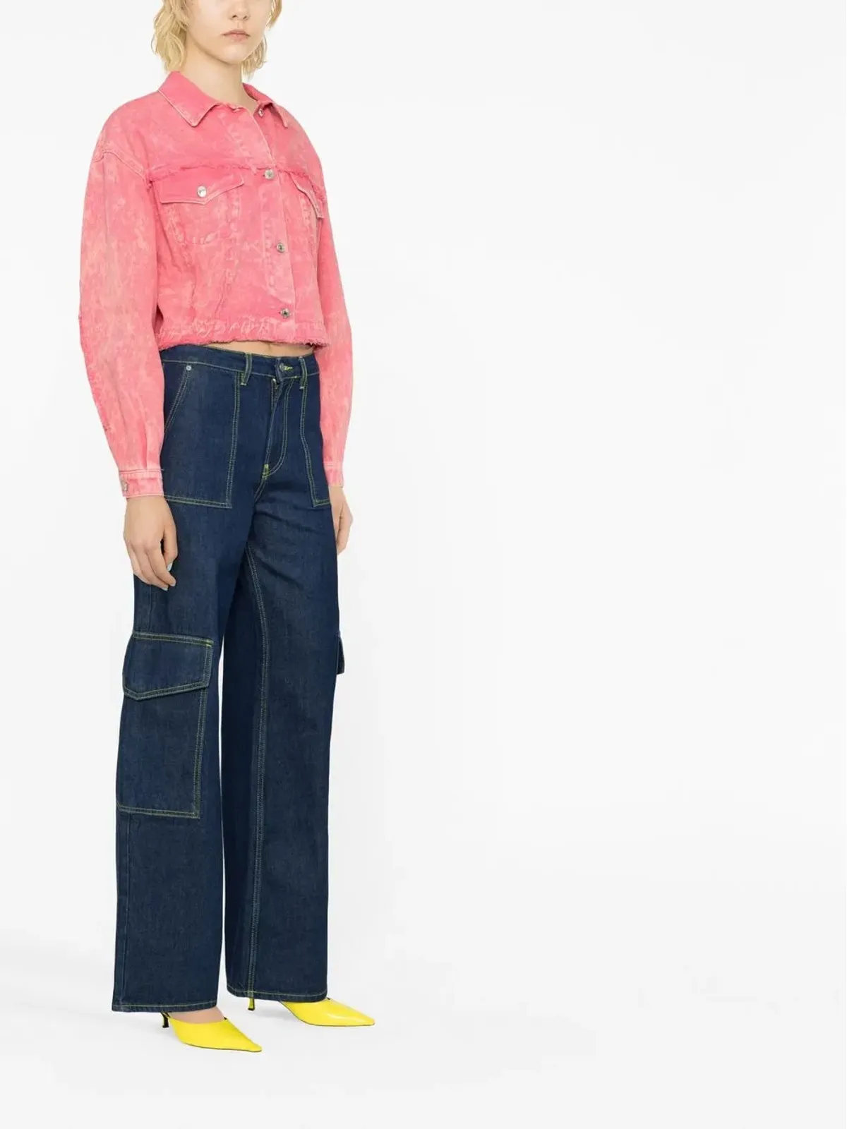 MSGM ほつれディテール デニムジャケット - 画像4