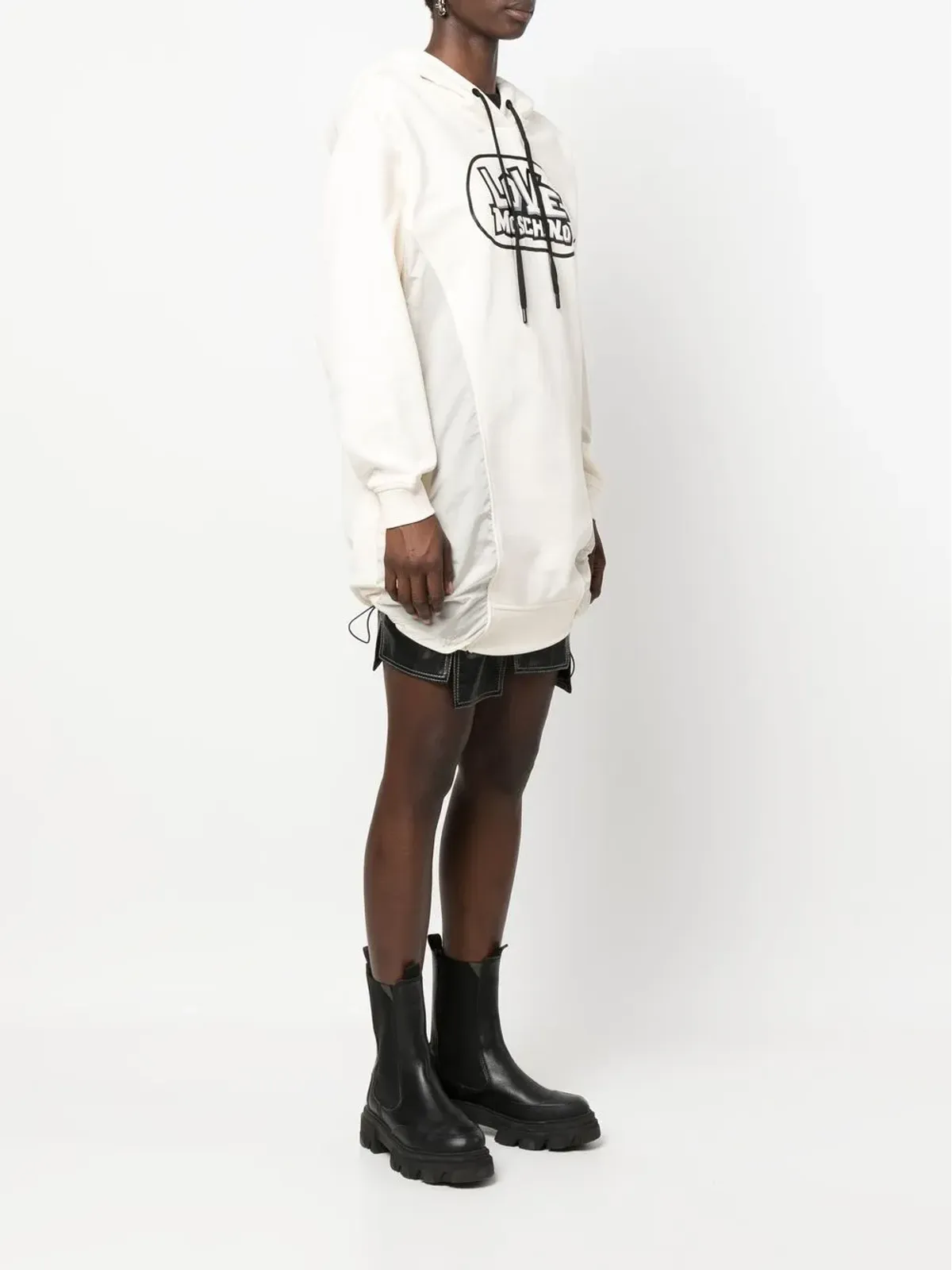 Love Moschino ロゴプリントフード付きドレス（ホワイト） - 画像3