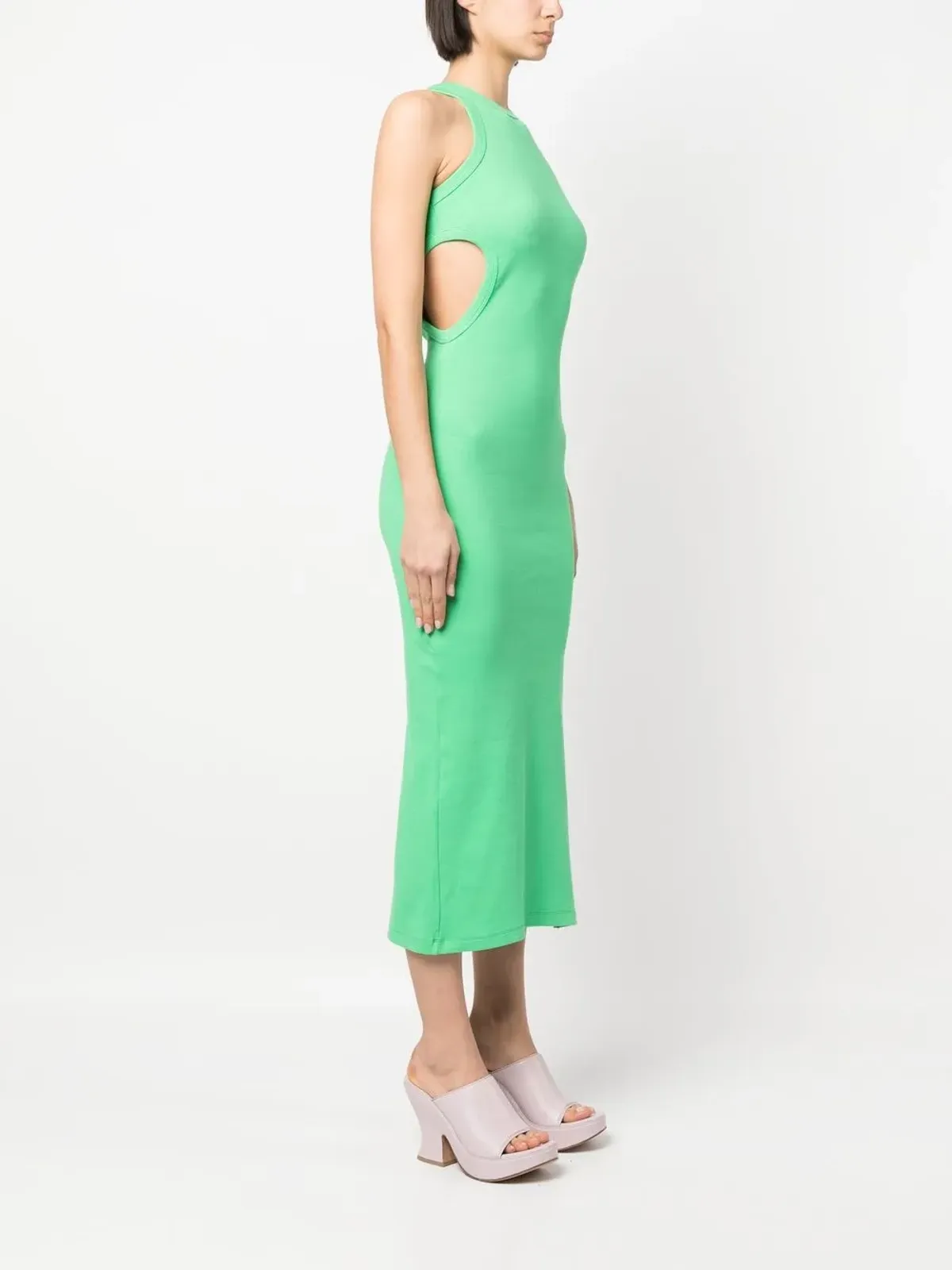 MSGM リブ編みノースリーブニットドレス - Green - 画像3