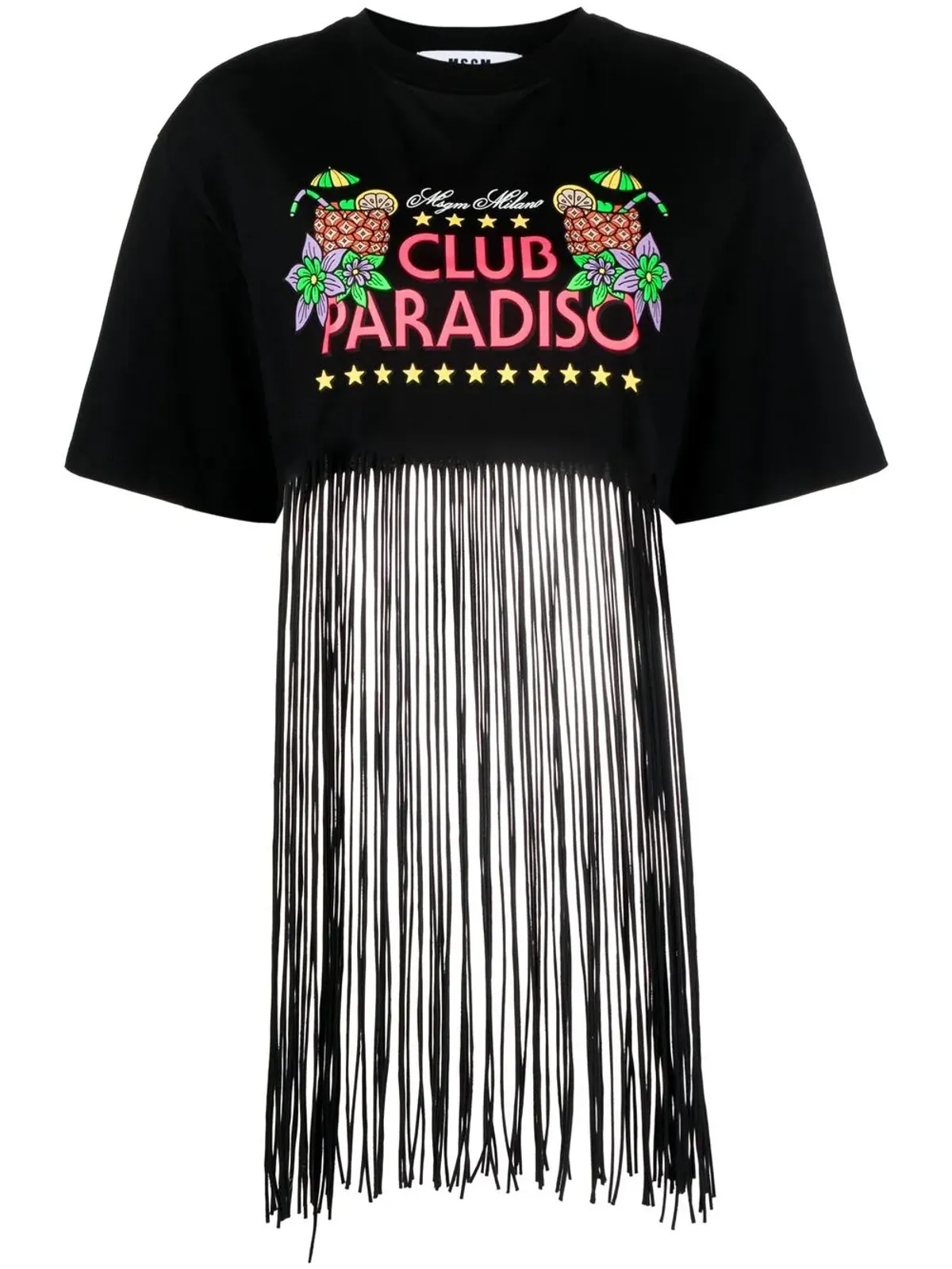 MSGM グラフィックプリント・フリンジ加工 Tシャツ - 画像1