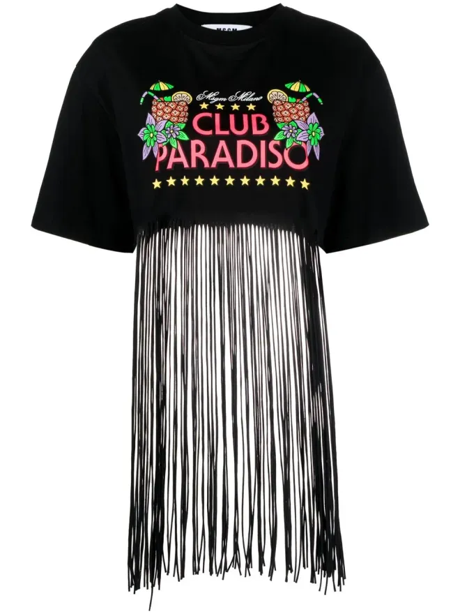 MSGM MSGM グラフィックプリント・フリンジ加工 Tシャツの商品画像