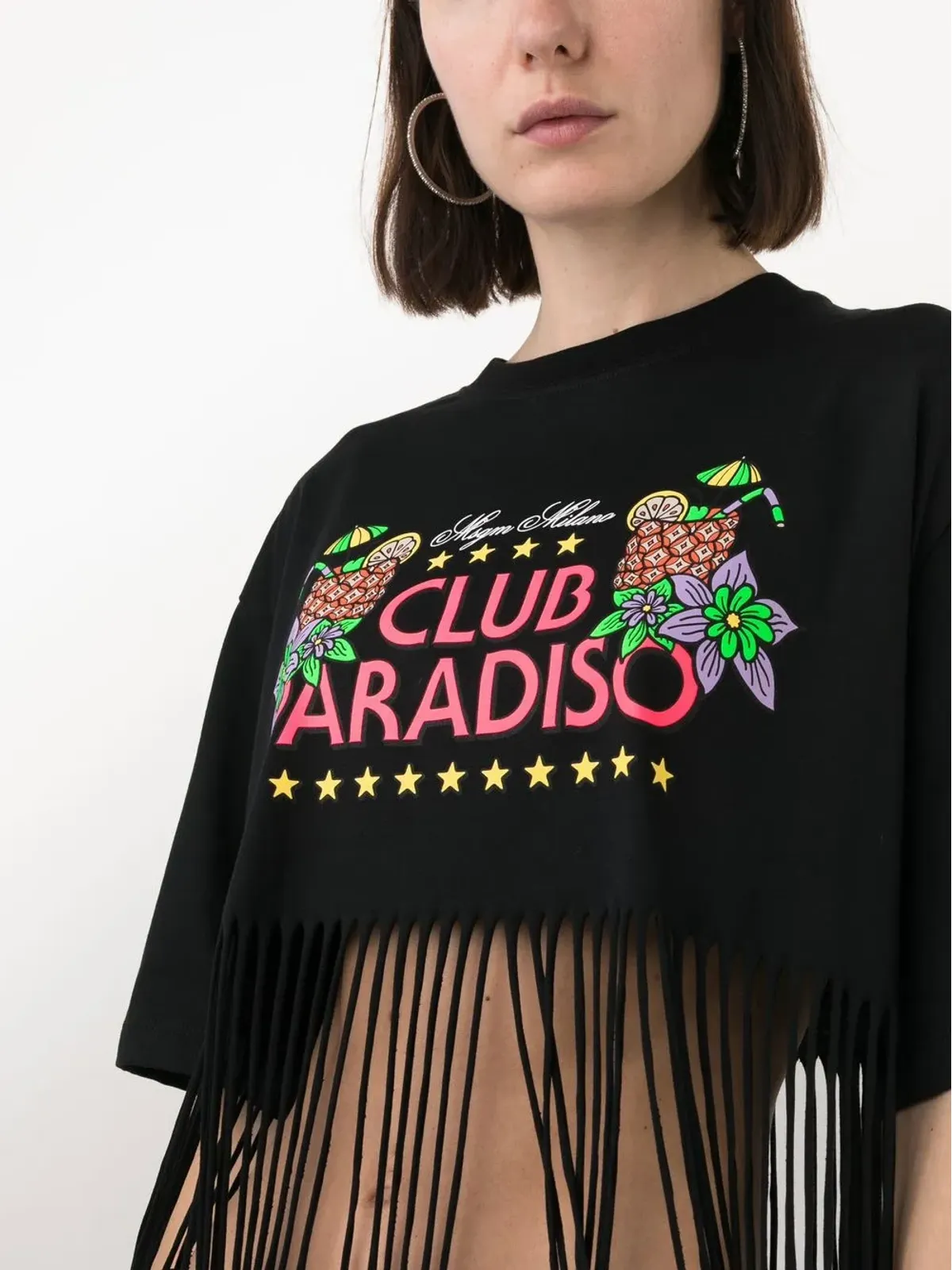 MSGM グラフィックプリント・フリンジ加工 Tシャツ - 画像5
