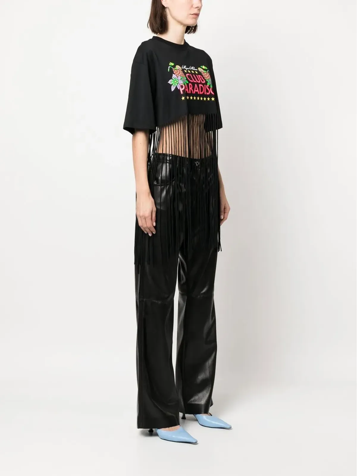 MSGM グラフィックプリント・フリンジ加工 Tシャツ - 画像3