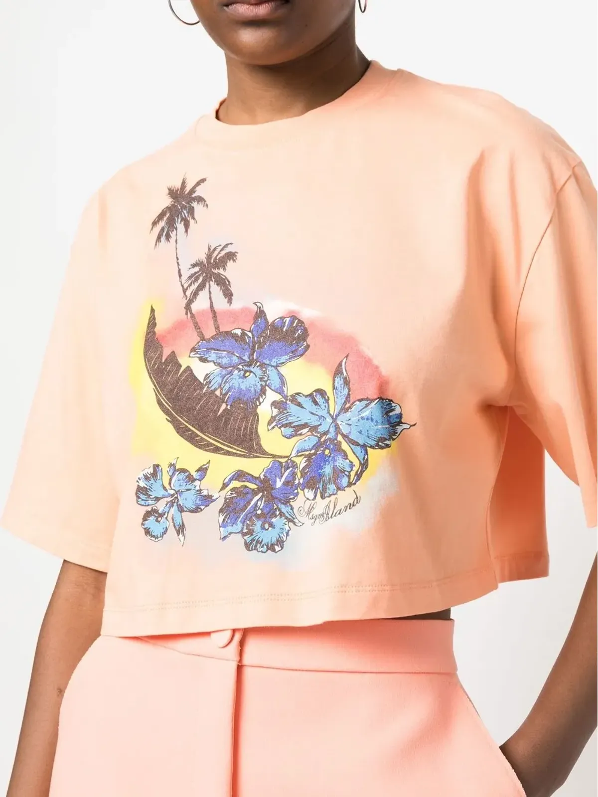 MSGM グラフィックプリント・クロップドTシャツ - 画像5