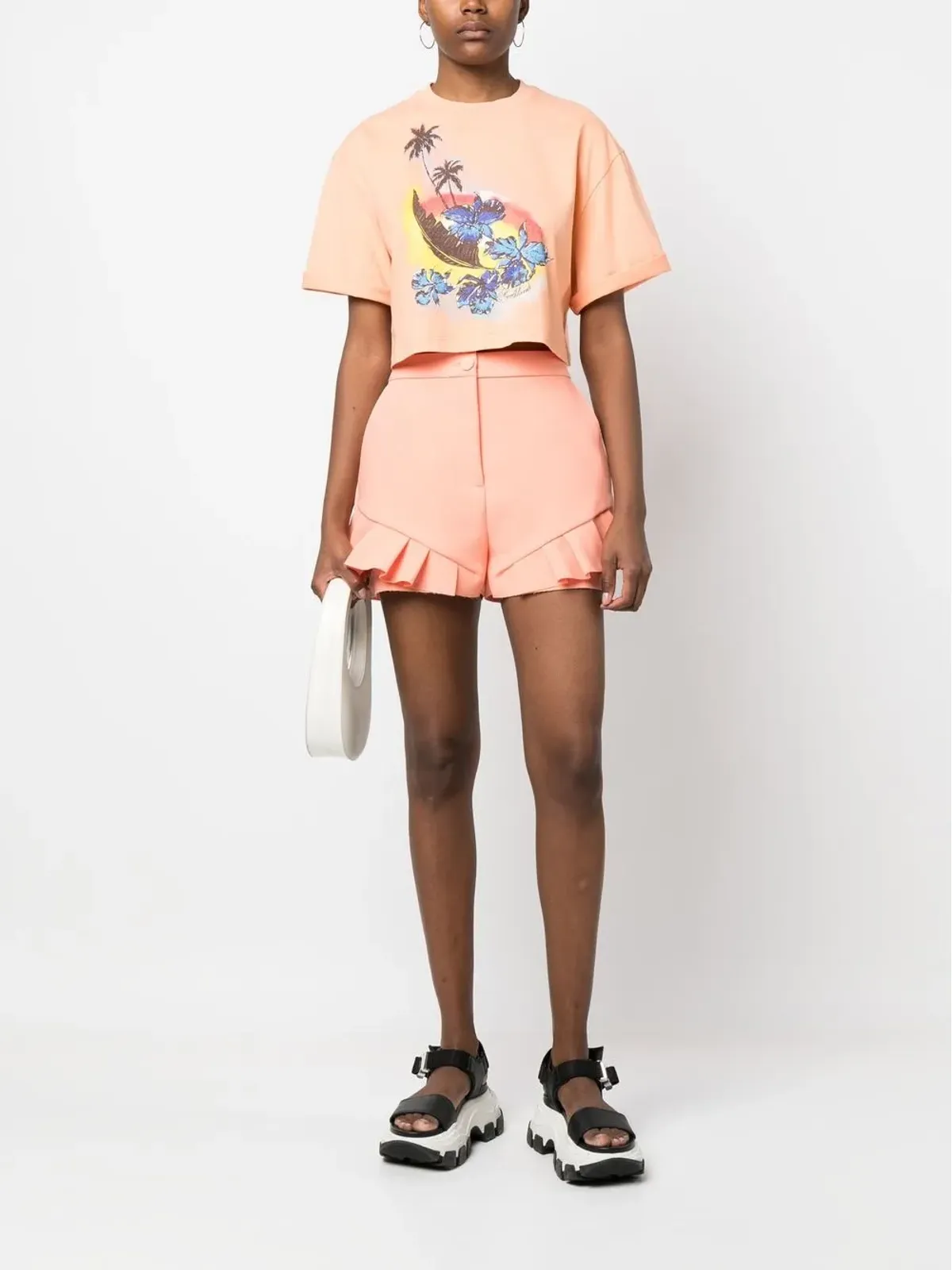 MSGM グラフィックプリント・クロップドTシャツ - 画像2