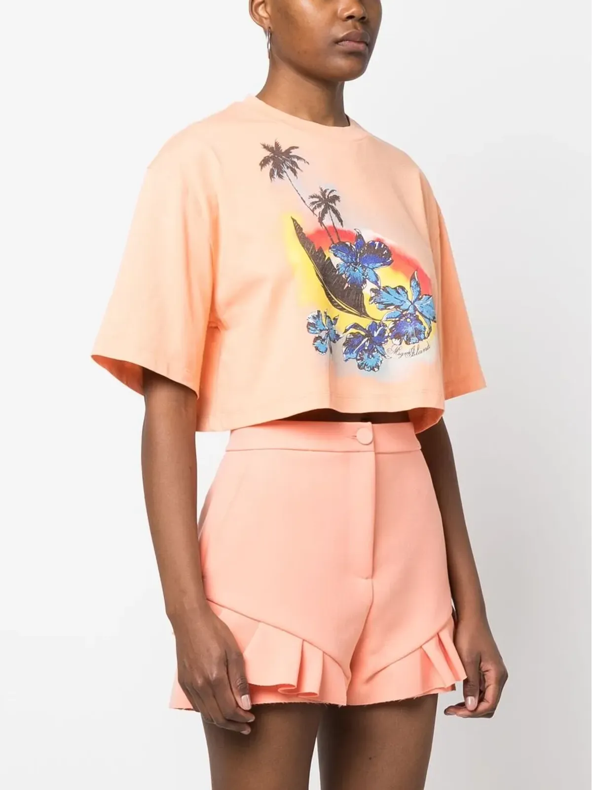 MSGM グラフィックプリント・クロップドTシャツ - 画像3