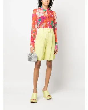 MSGM 花柄プリント クレープシャツ - オレンジ - サムネイル2