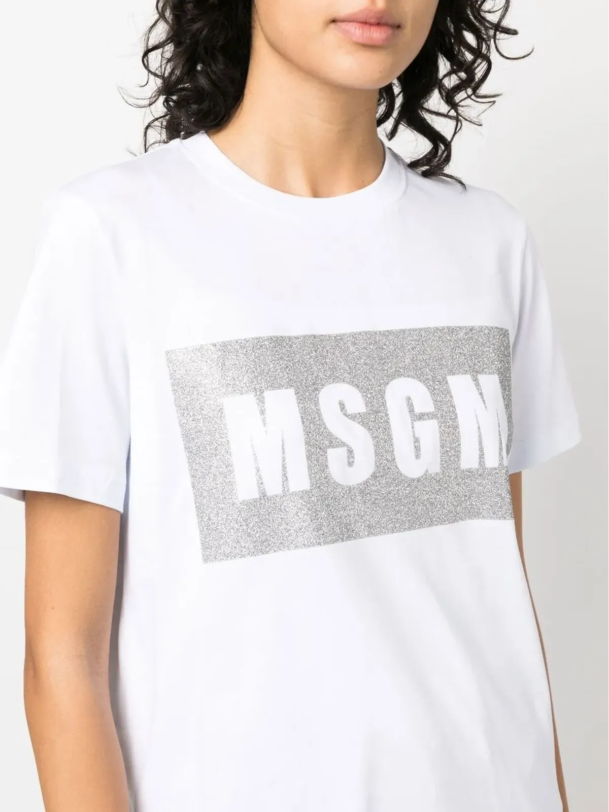 MSGM ロゴプリントグリッターTシャツ - 画像5