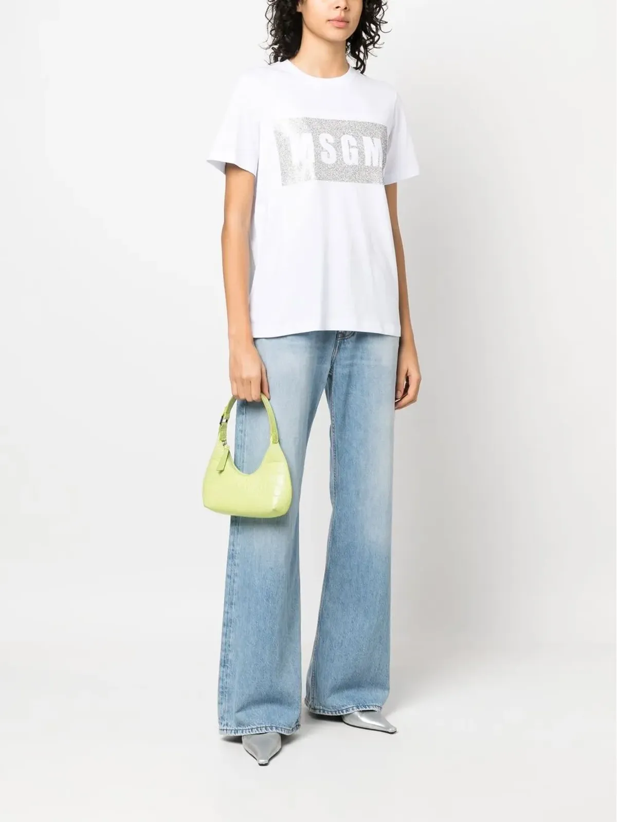MSGM ロゴプリントグリッターTシャツ - 画像2