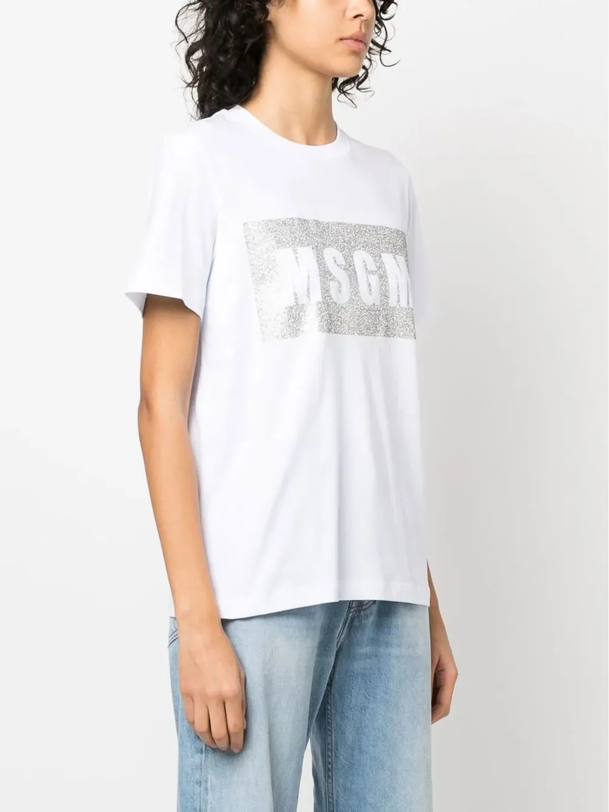MSGM ロゴプリントグリッターTシャツ - 画像3