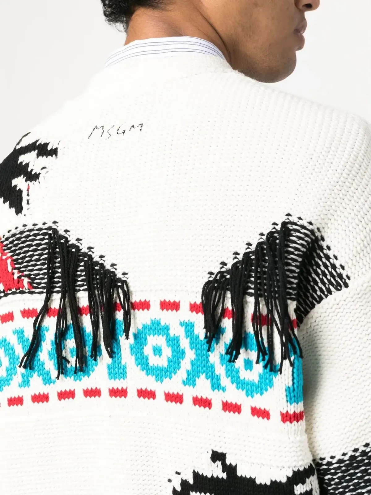 MSGM パターン入りインターシャニット カーディガン - 画像5