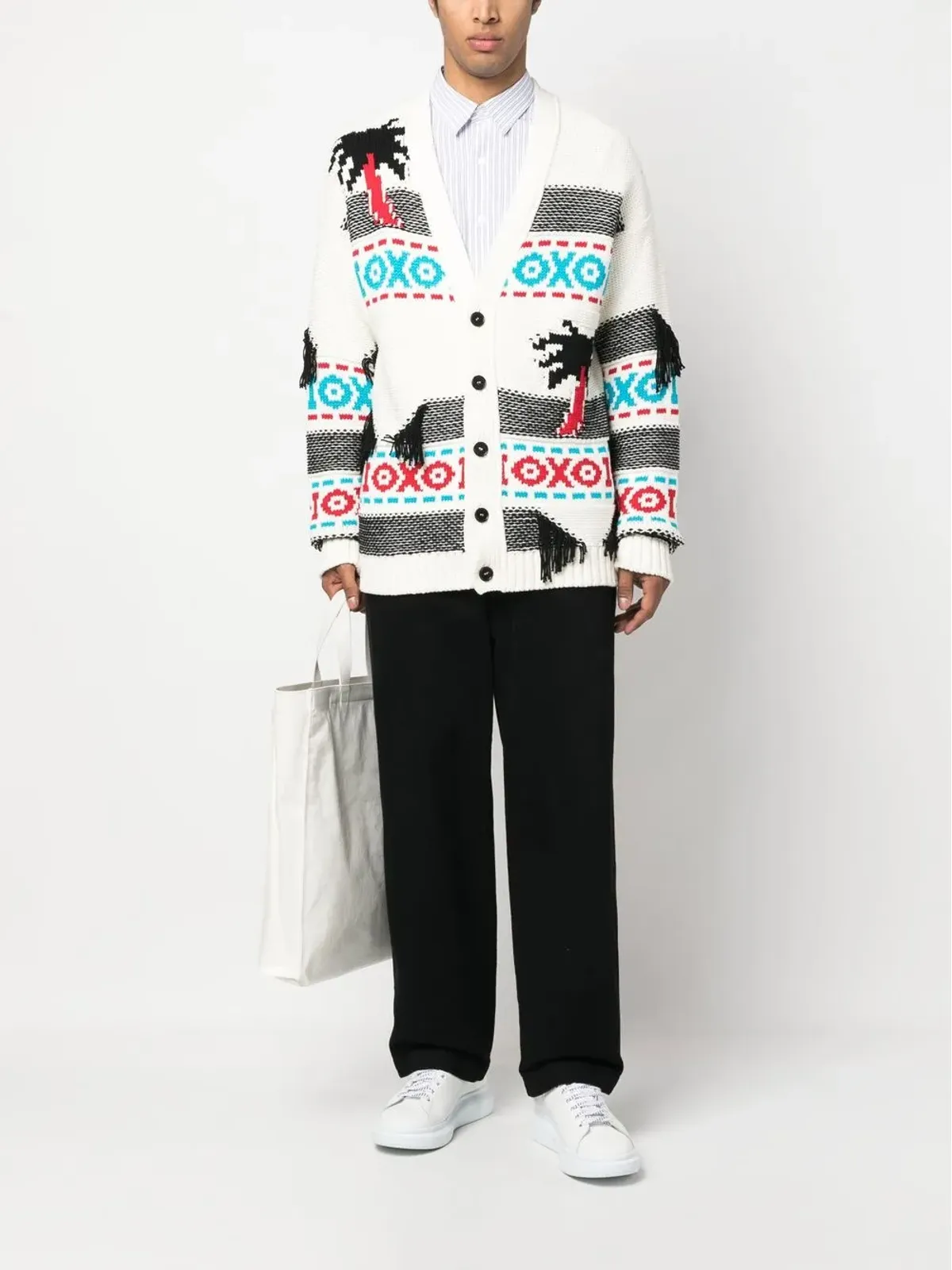 MSGM パターン入りインターシャニット カーディガン - 画像2
