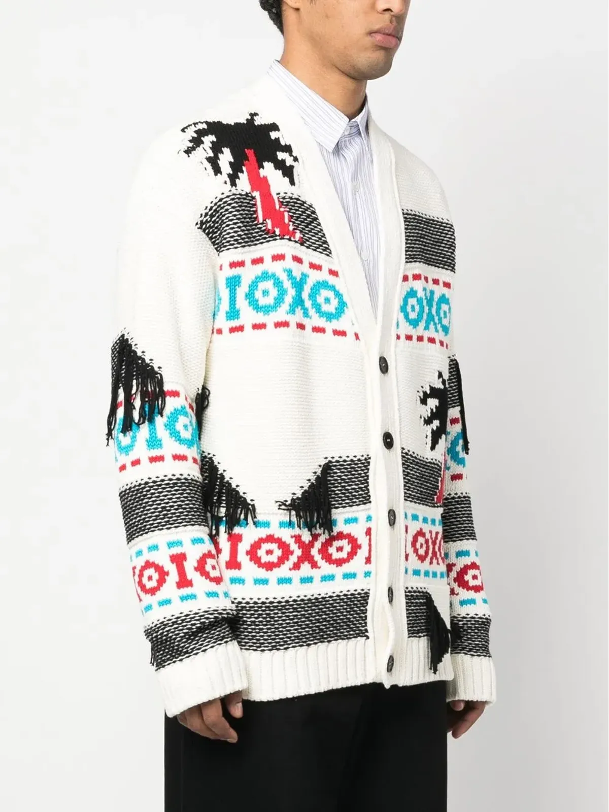 MSGM パターン入りインターシャニット カーディガン - 画像3