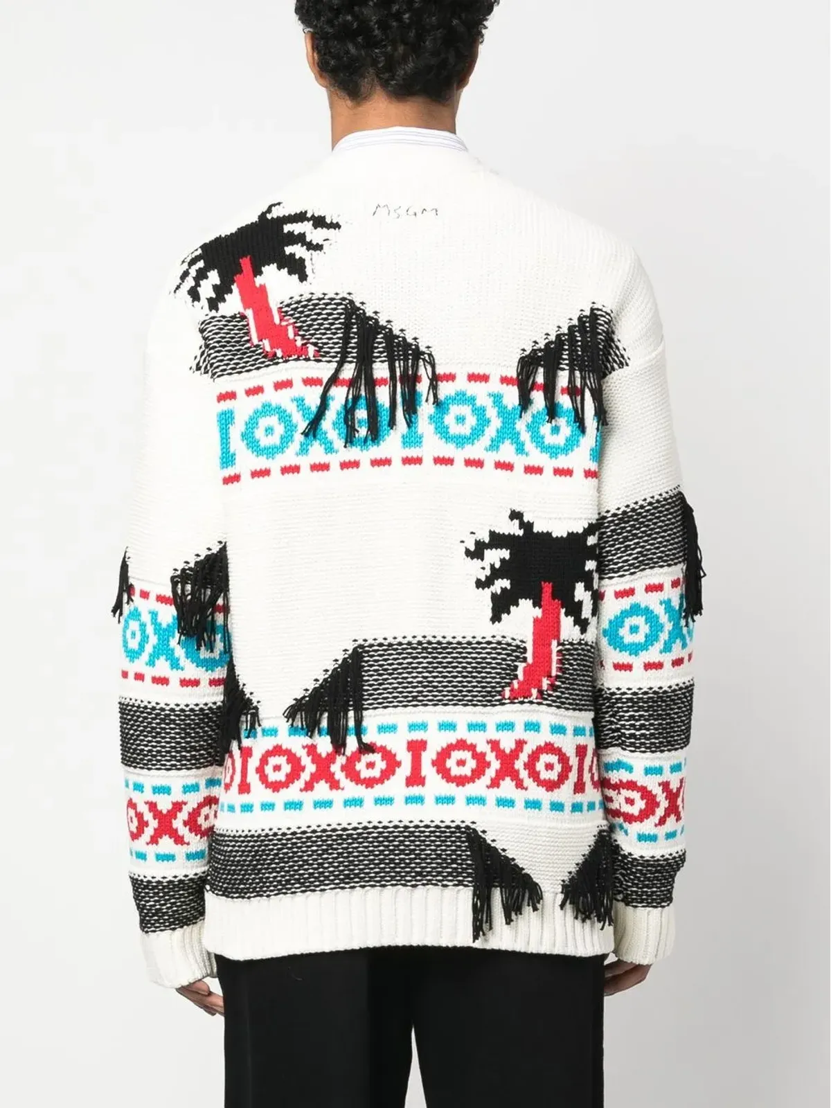 MSGM パターン入りインターシャニット カーディガン - 画像4