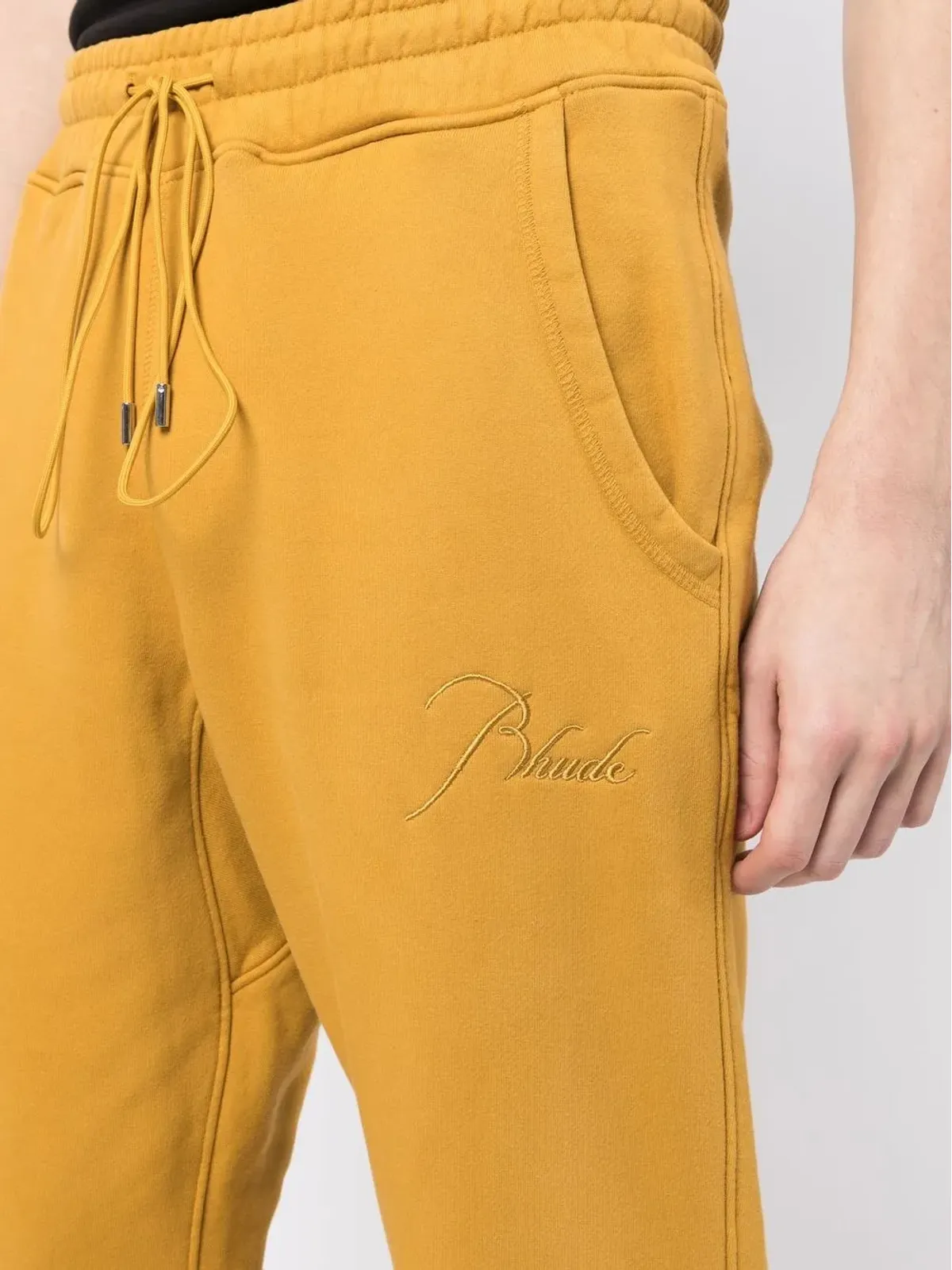 RHUDE 刺繍ロゴ ドローコード付き トラックパンツ - イエロー - 画像5