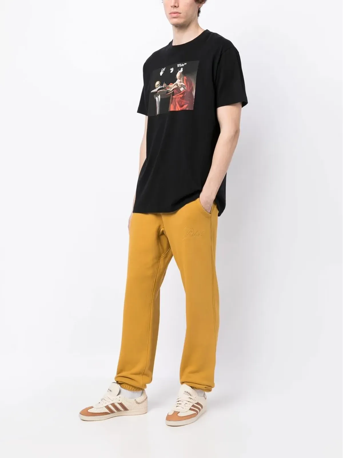 RHUDE 刺繍ロゴ ドローコード付き トラックパンツ - イエロー - 画像2