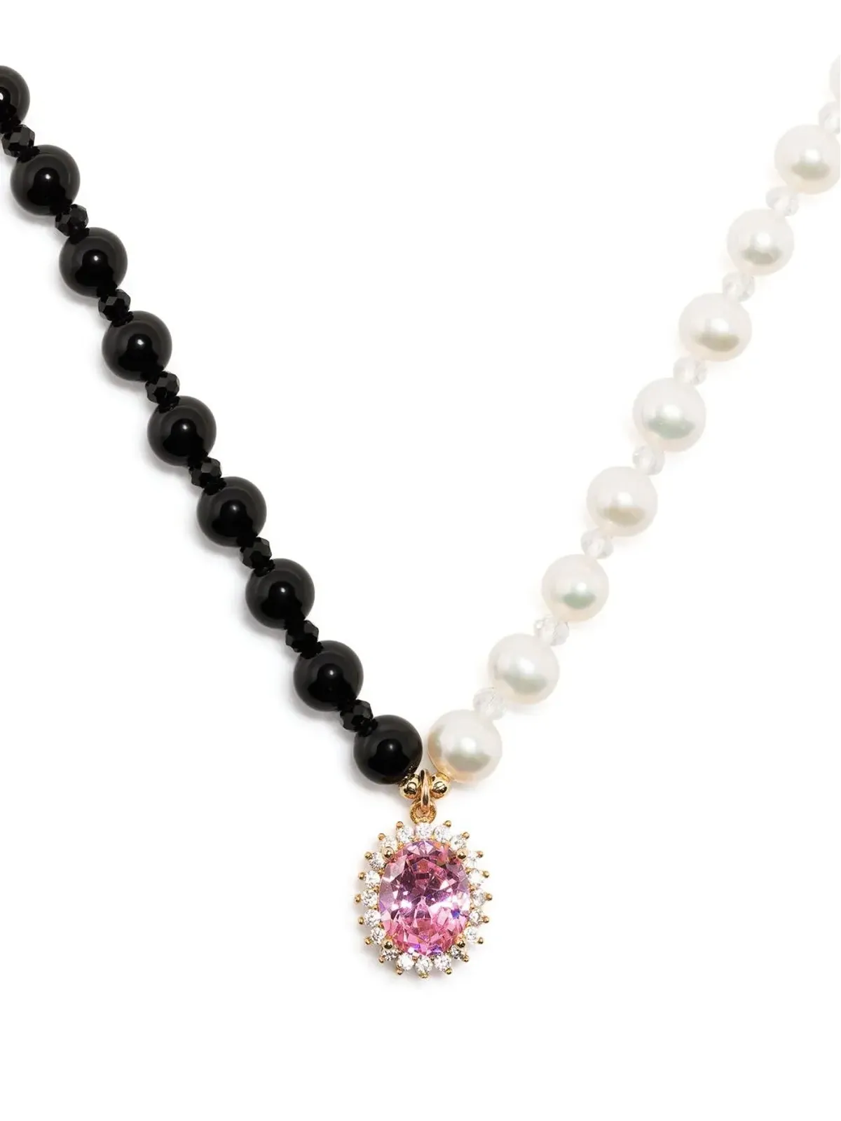 A Sinner in Pearls クリスタルペンダントパールネックレス - ブラック - 画像1