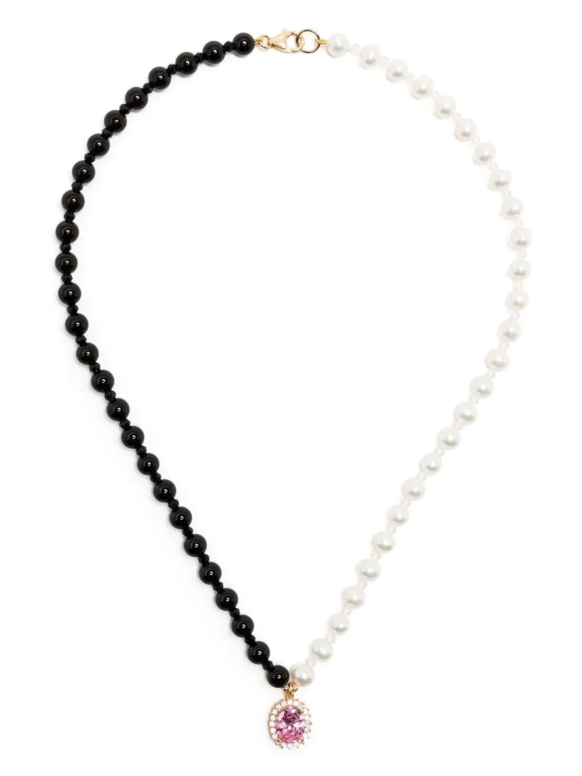 A Sinner in Pearls クリスタルペンダントパールネックレス - ブラック - 画像3