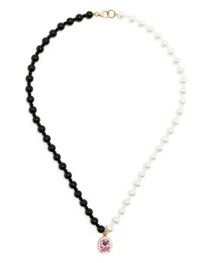 A Sinner in Pearls クリスタルペンダントパールネックレス - ブラック - サムネイル3