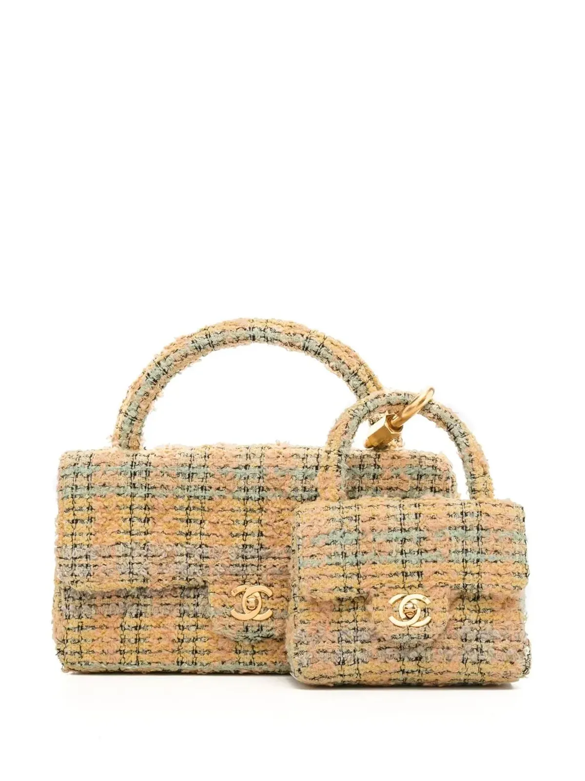 CHANEL Pre-Owned ツイード クラシック フラップ ツーインワン ハンドバッグ セット - イエロー - 画像1
