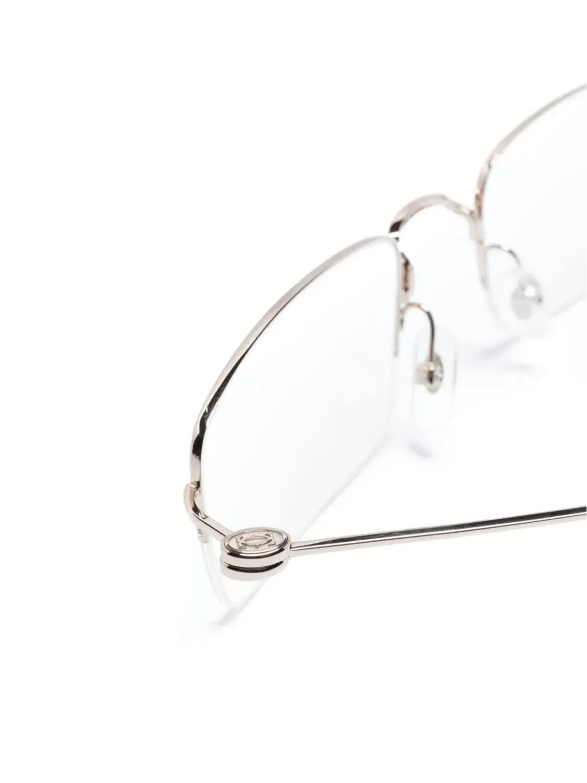 Cartier Eyewear 長方形フレーム メタル眼鏡 - Silver - 画像3