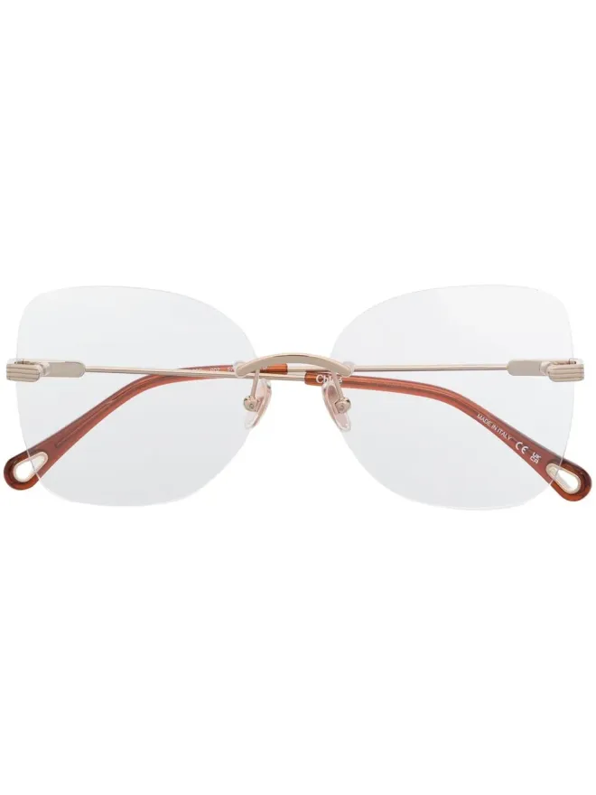 Chloé Eyewear Chloé Eyewear リムレス蝶型フレーム眼鏡の商品画像