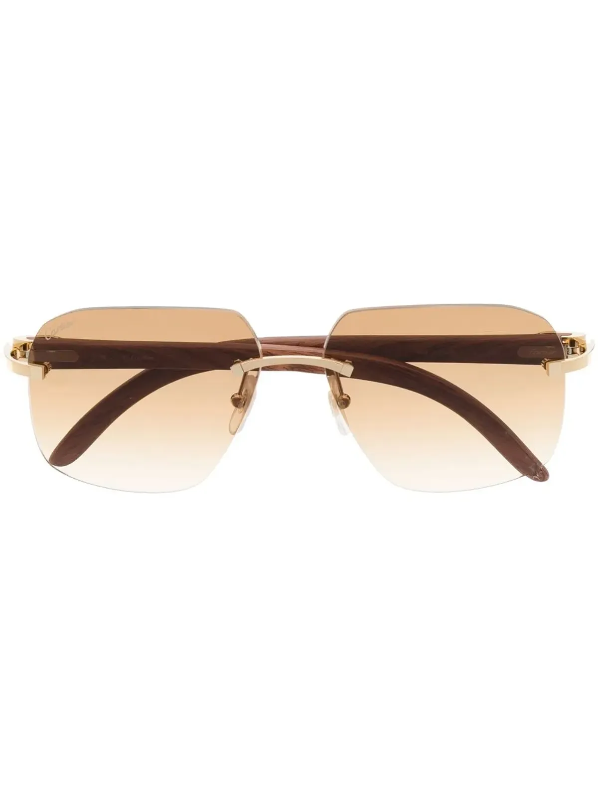 Cartier Eyewear 着色レンズのスクエアフレームサングラス - ゴールド - 画像1