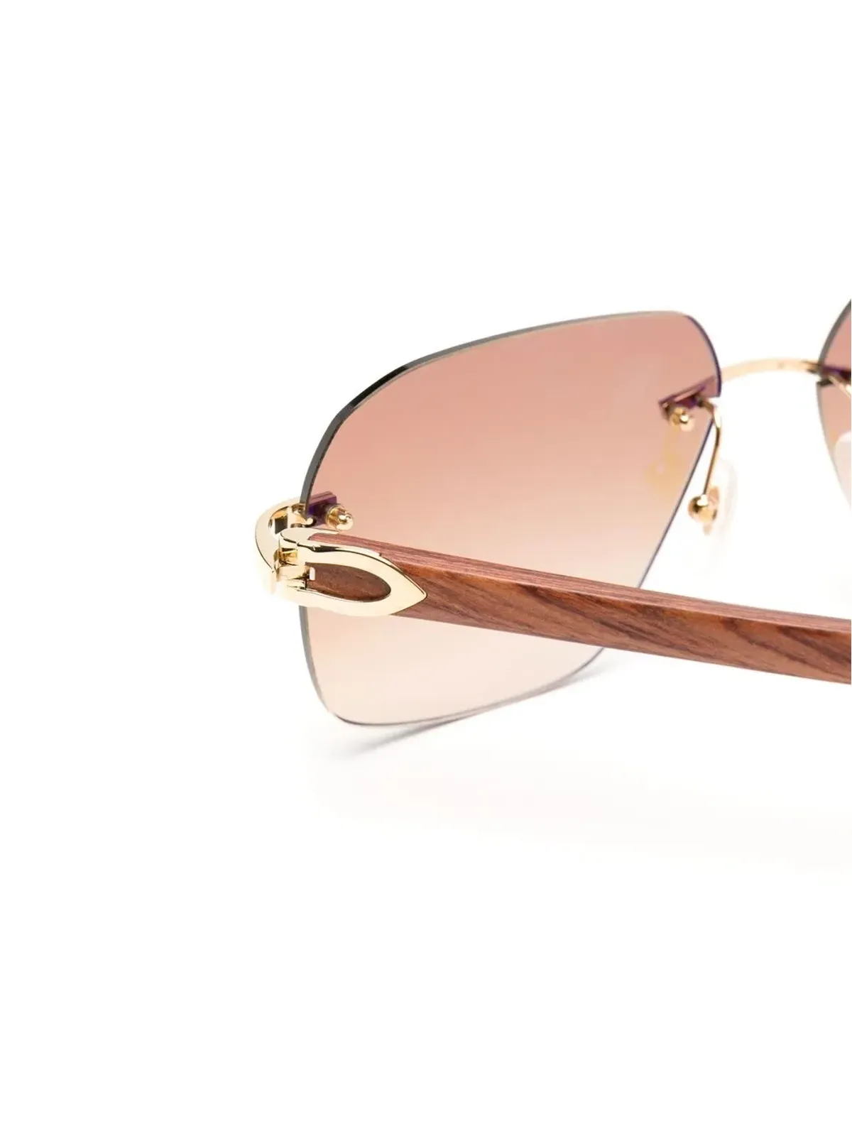 Cartier Eyewear 着色レンズのスクエアフレームサングラス - ゴールド - 画像3